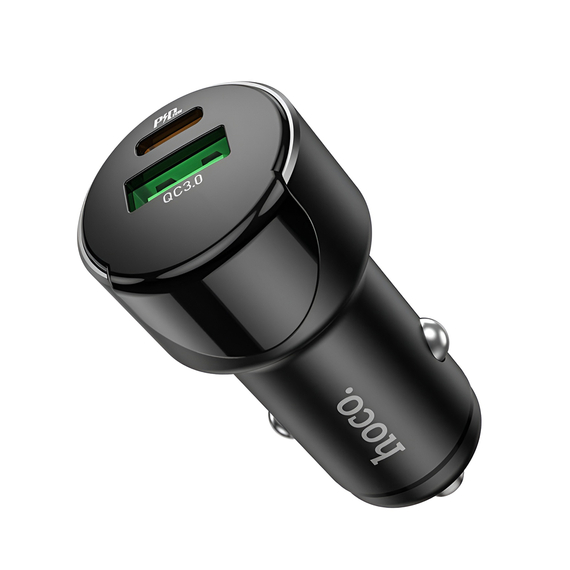Hoco Încărcător auto USB/Type-C PD 20W + QC3.0 18W Z42, negru