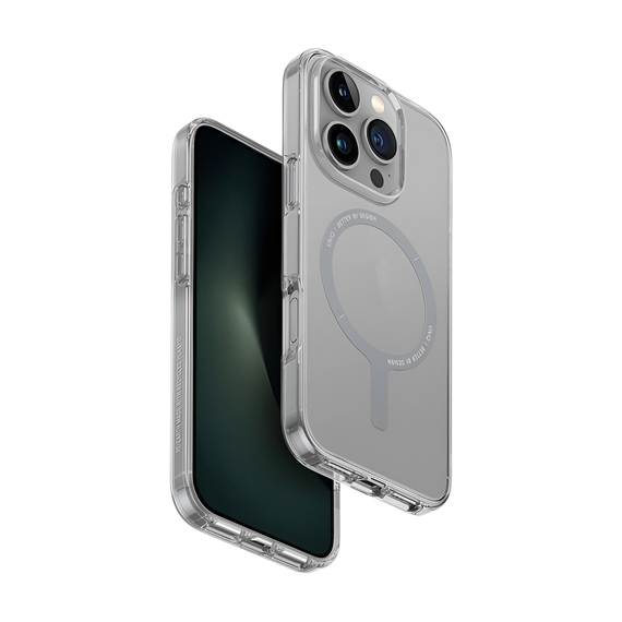 Carcasă Uniq pentru iPhone 16 Pro Hybrid Clario (ECO) cu încărcare Magclick, transparentă