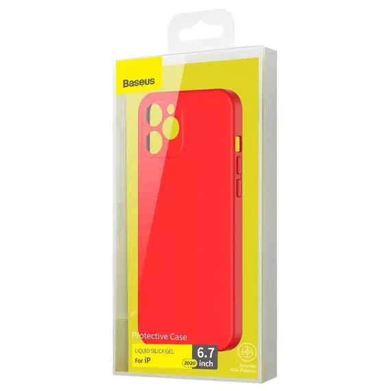 Caz Baseus Liquid Silicone Gel de protecție iPhone 12 Pro Max, roșu, 2 image