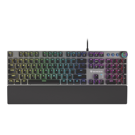Tastatura mecanică Genesis Thor 380 RGB, US Layout, iluminare din spate RGB, comutator albastru Outemu