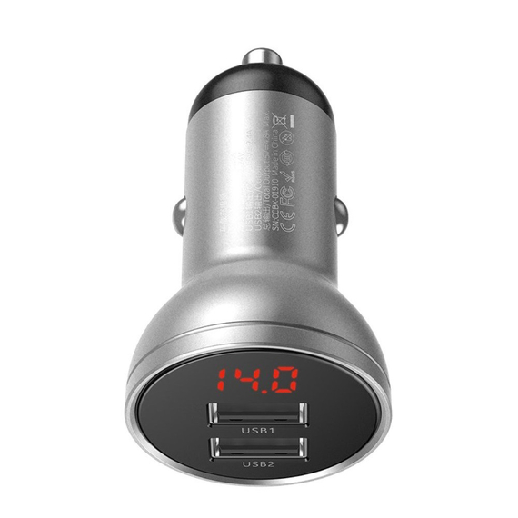 Baseus Încărcător auto 2xUSB Fast Charge 24W, gri, 2 image