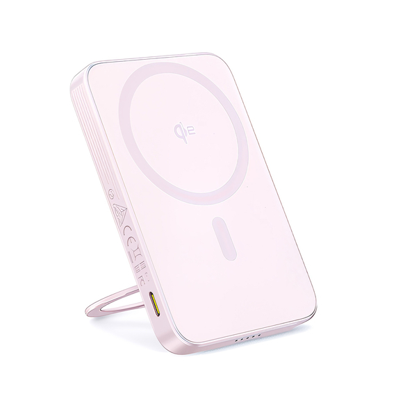 Baseus Power Bank Magsafe PicoGo Qi2 cu Kickstand 5000mAh, 20w cu cablu Type-C 0.3m, Roz