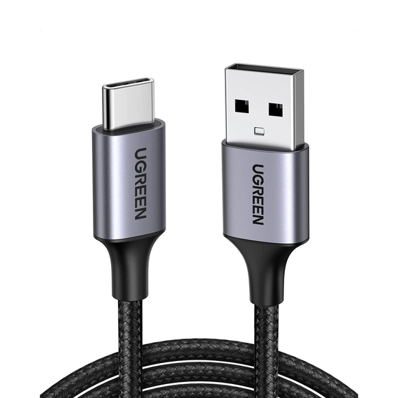UGREEN Cablu din nailon împletit + aluminiu USB-A la Type-C 480Mbps, 1,5M, gri