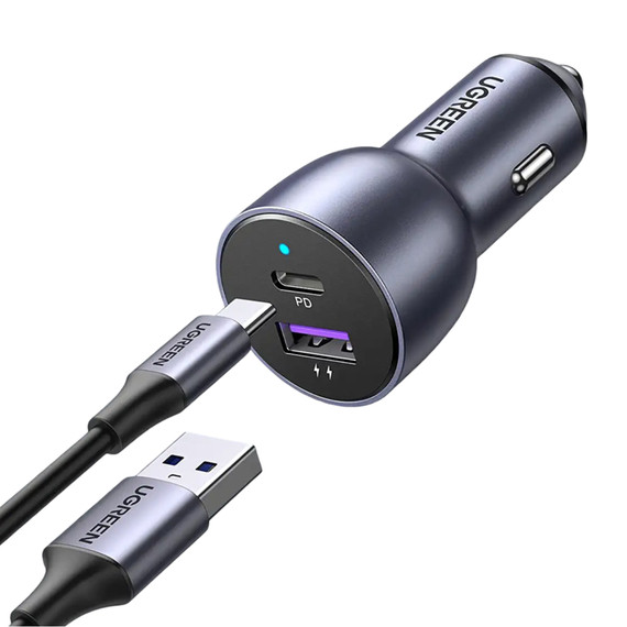 UGREEN Încărcător auto 1*USB-A+1*Type-C aluminiu 3A 52,5W, gri, 2 image