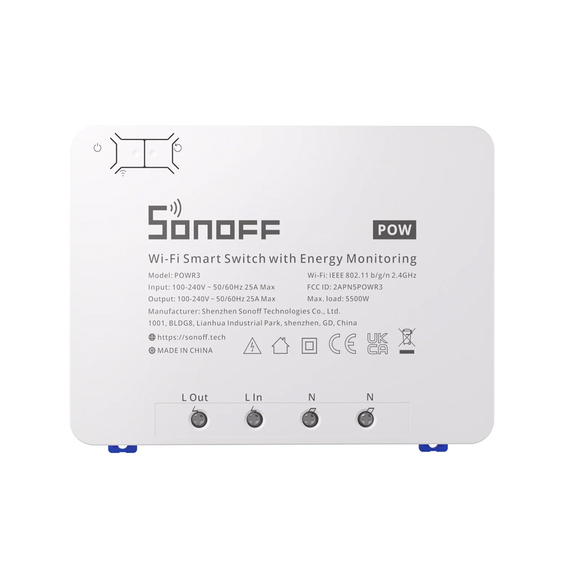 Întrerupător inteligent de mare putere Wi-Fi Sonoff cu monitorizare a energiei POWR3 25A