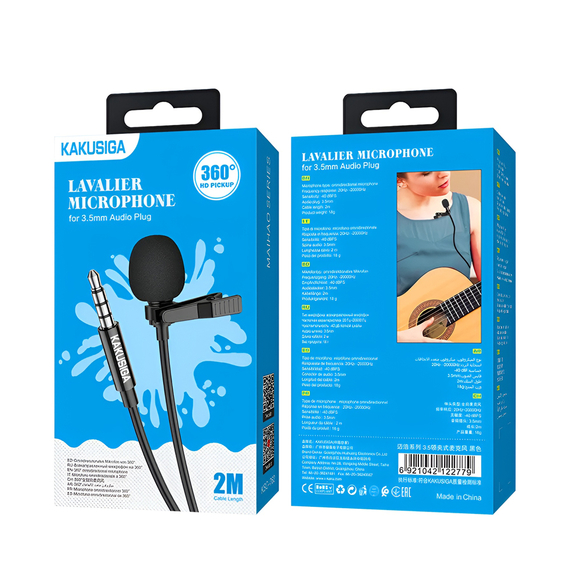 Ksiga Wired Lavalier KSC-762 3.5mm 2M, negru, 2 image