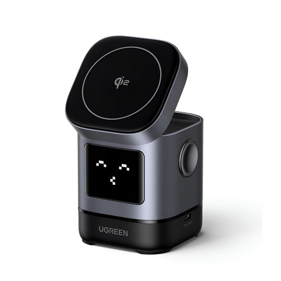 UGREEN Uno 2-in-1 încărcător magnetic fără fir 15W, gri