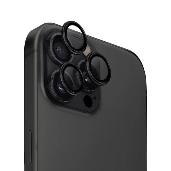 Uniq Optix Aluminium Camera Lens Protector pentru iPhone 16 Pro/16 Pro Max, negru