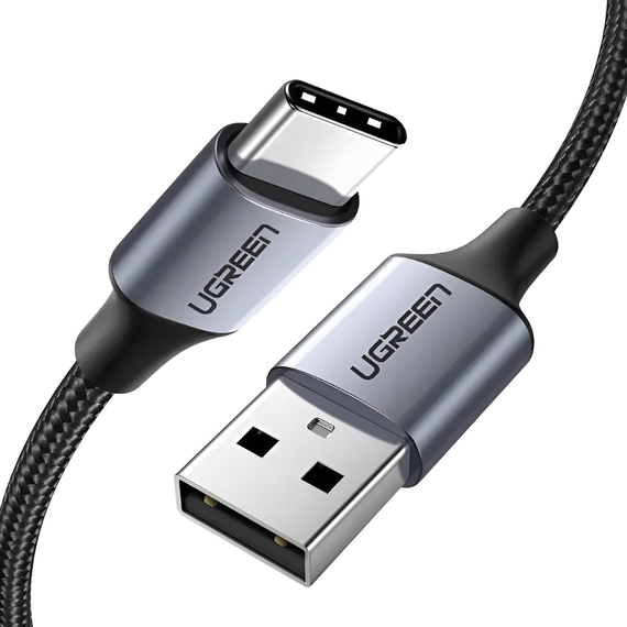 UGREEN Cablu din nailon împletit + aluminiu USB-A la Type-C 480Mbps, 1,5M, gri, 2 image