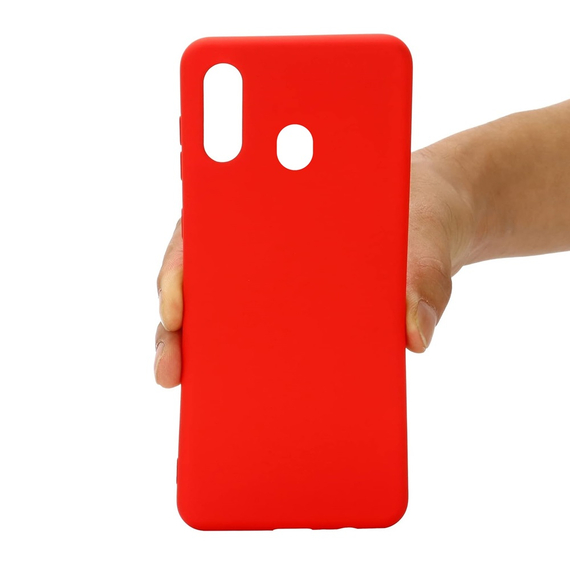 Casă pentru cască Liquid Silicone Grid Samsung A20S, roșu