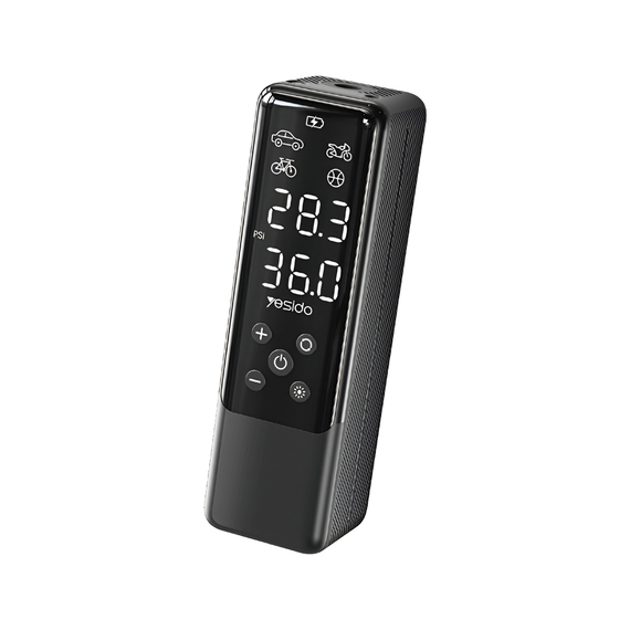 Yesido Pompă de aer multifuncțională cu 20 de cilindri, 3 minute de la 2,0 la 2,5 bar 12-24V Plug and Play Universal Cigarette Lighter Socket, VC05, negru, 2 image