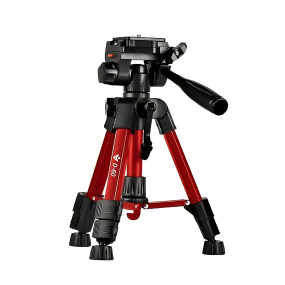 Trepied de fotografie profesional din aluminiu 63 cm (buton de blocare, suport neted la 360 °), roșu D-60
