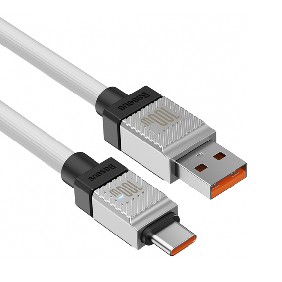Cablu Baseus Seria CoolPlay USB-A la Type-C 5A 100W 2m, alb, 2 image