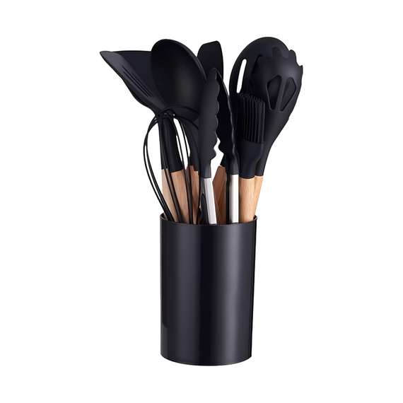 Set de ustensile de bucătărie 12 bucăți (dimensiune mică), negru