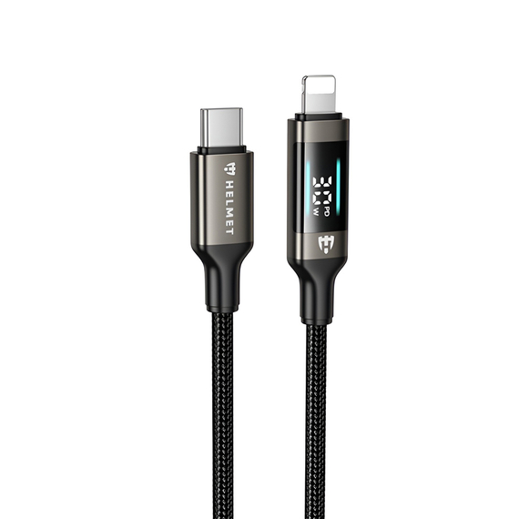 Helmet Cable Type-C to Lightning 30W 1.2m LED Display Series, negru