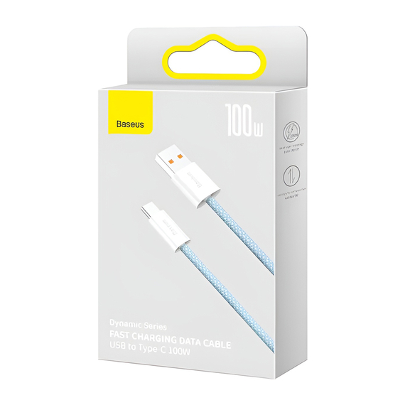 Cablu Baseus USB-A la Type-C 100W 1m Dynamic Series, albastru, 2 image