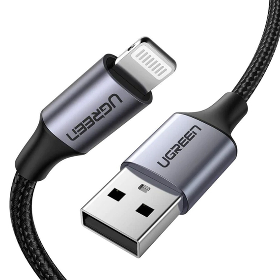UGREEN Cablu USB către Lightning MFI, 1M, carcasă Alu cu împletitură, negru | US291