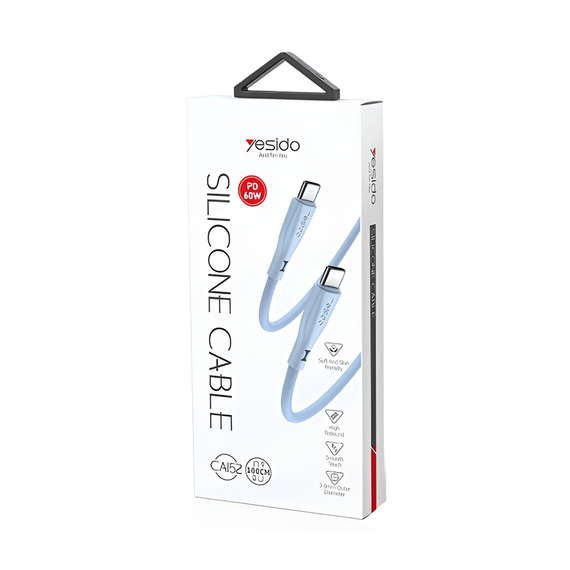 Yesido Cablu silicon lichid Seria Type-C la Type-C 60W 1m, albastru, 2 image