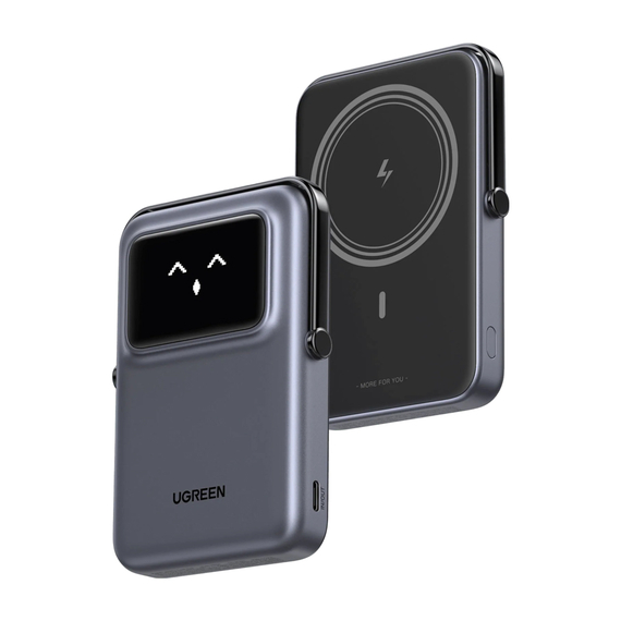 UGREEN Power Bank Uno Series Magnetic Wireless cu Kickstand 10000mAh, 7.5/20W, gri spațial