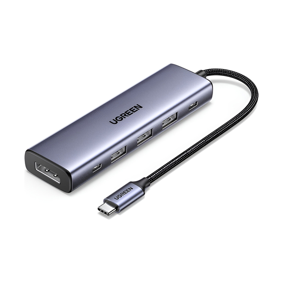 UGREEN HUB 5in1 Type-C la DP 1. 4K@60Hz + 3*USB 3.0 + USB Type-C + PD 100W | CM511, Gri