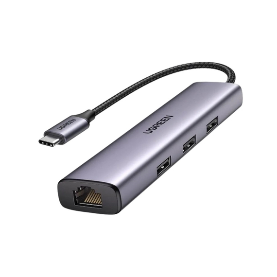 UGREEN HUB 4in1 USB 3.0 la 3*USB 3.0 + Gigabit RJ45 0.28M, Negru, 2 image