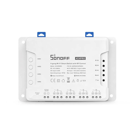 Întrerupător inteligent Sonoff Wi-Fi 4-Gang cu control RF 4CHPROR3