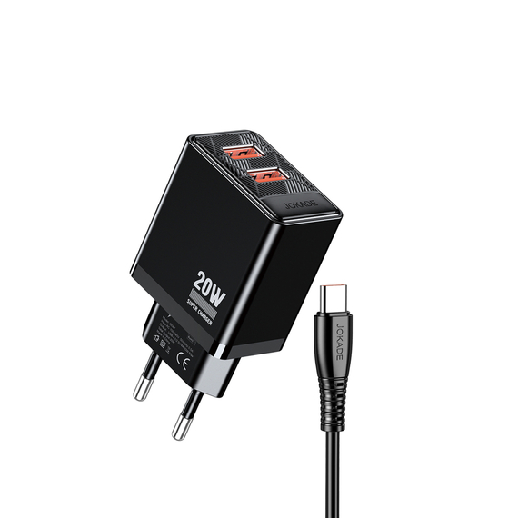Jokade Încărcător de perete 1*USB-A 5A, 20W cu cablu Type-C JB088, negru