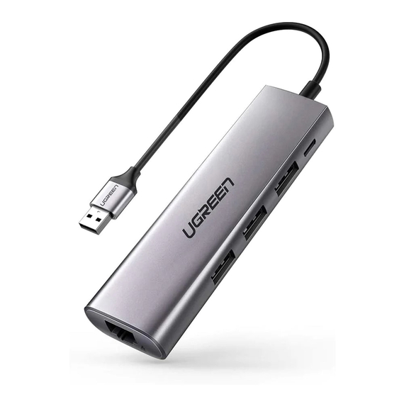 UGREEN HUB 4in1 USB 3.0 la 3*USB 3.0 + Gigabit RJ45 0.28M, Negru