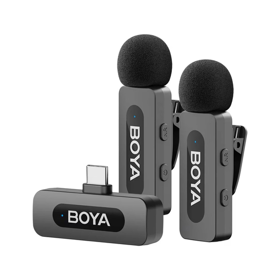 Boya Ultracompact 2.4GHz Sistem de microfon fără fir cu două canale (BY-V30), mufă Type-C, negru, 2 image
