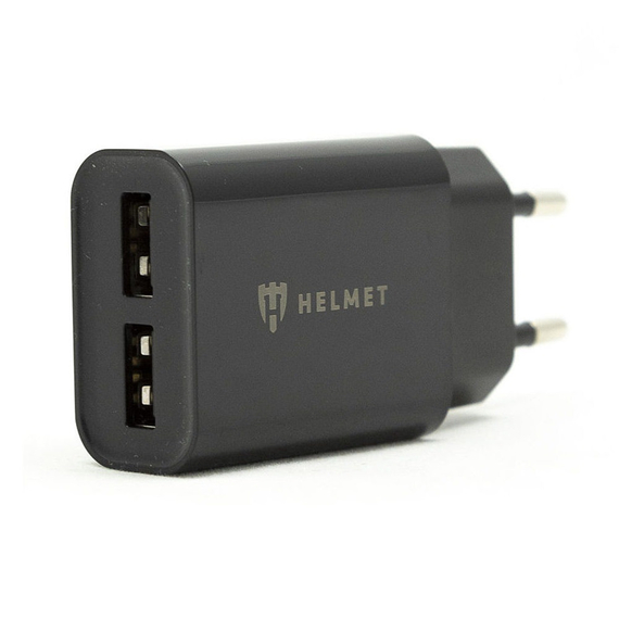 Încărcător de perete pentru cască cu cablu USB la Micro-USB 2xUSB 2.4A, negru