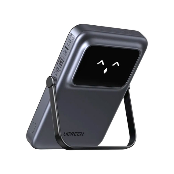 UGREEN Power Bank Uno Series Magnetic Wireless cu Kickstand 5000mAh, 7.5/20W, gri spațial, 2 image