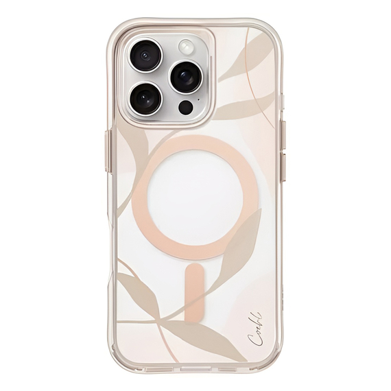 Carcasă Uniq pentru iPhone 16 Pro Coehl cu încărcare Magclick Verdure, Sping Blossom