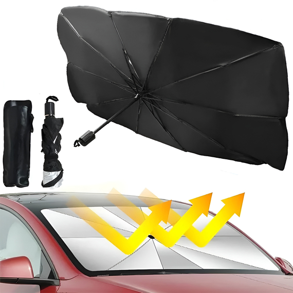 Umbrelă de soare compactă pentru mașină 79x140cm, negru, 2 image