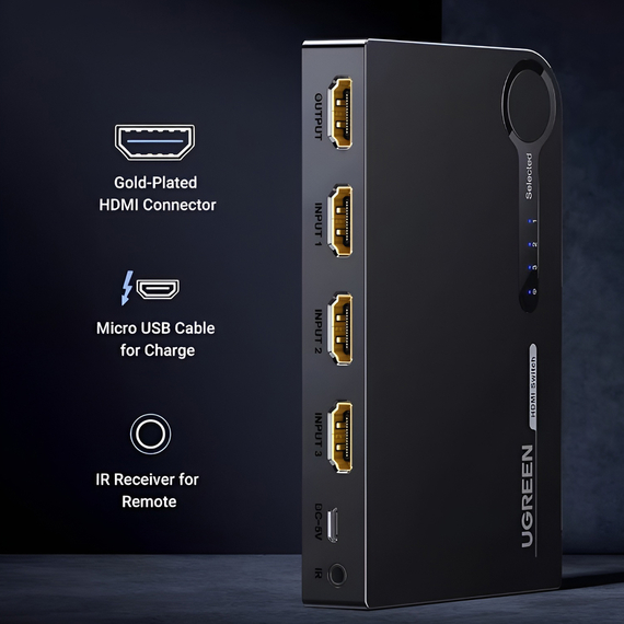 UGREEN Switch 3x1 HDMI 4K@30Hz, negru, 3 image