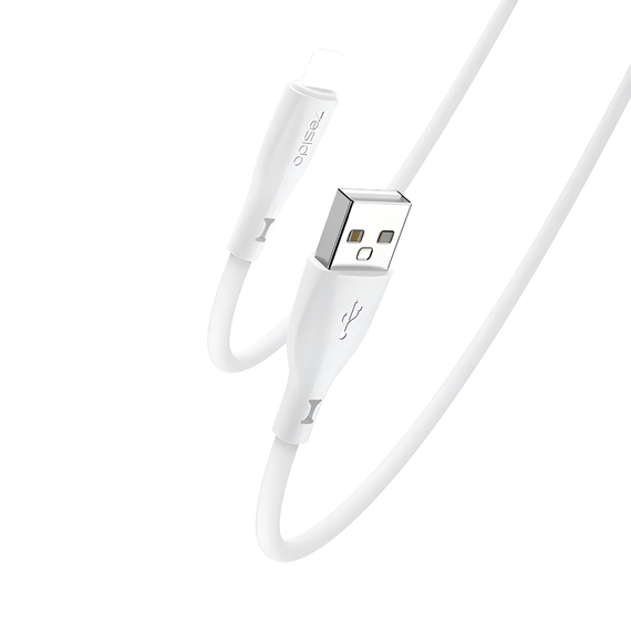 Cablu Yesido Seria Liquid Silicone USB-A la Lightning 18W 1m, alb