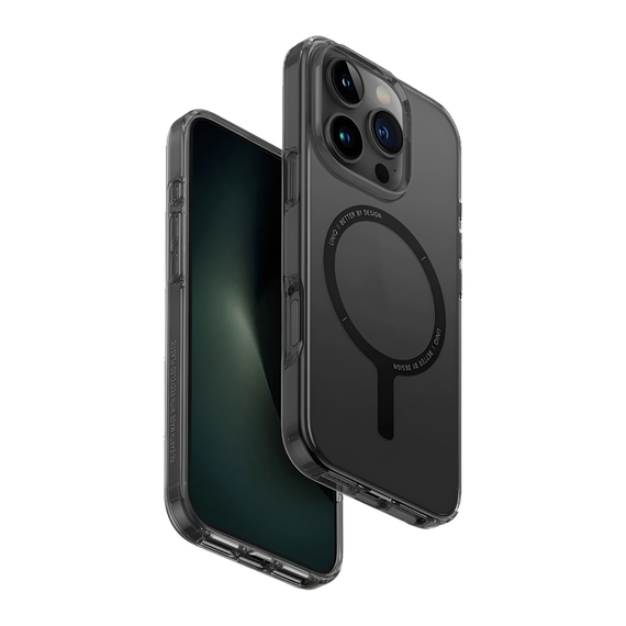 Carcasă Uniq pentru iPhone 16 Pro Hybrid Clario (ECO) cu încărcare Magclick, Smoke