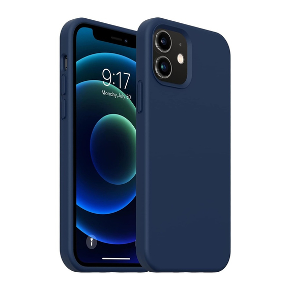 Husă pentru cască Liquid Silicone iPhone 12 Mini, albastru marin