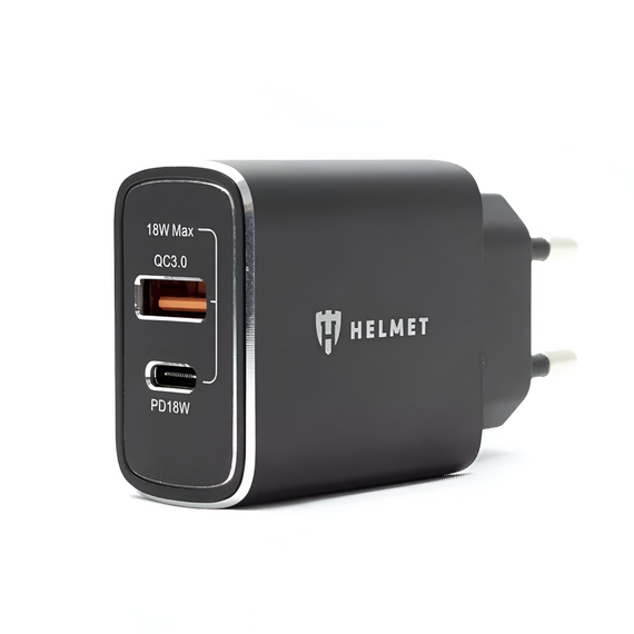Încărcător de perete Helmet USB/Type-C QC3.0 18W (Сable 3 in1), argintiu, 2 image