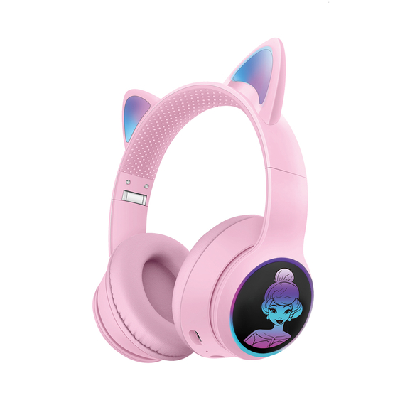 Musen Căști fără fir pentru copii pe ureche LK-032 Princess (urechi de pisică), roz