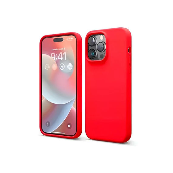Carcasă pentru cască silicon Soft Touch iPhone 14 Pro, roșu
