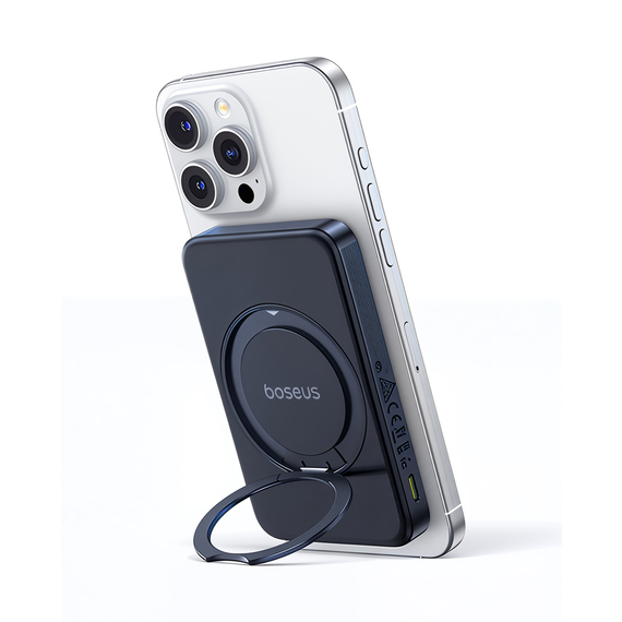 Baseus Power Bank Magsafe PicoGo Qi2 cu Kickstand 5000mAh, 20w cu cablu Type-C 0.3m, negru, 3 image