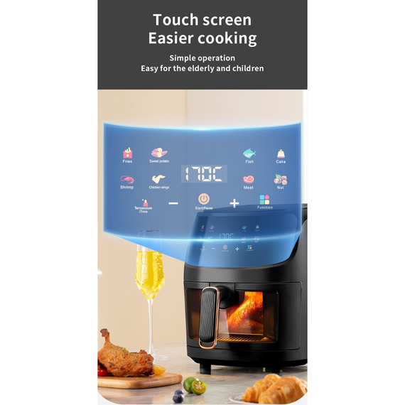 Teska Air Fryer TK-606D, 8L, 2400W, negru, 2 image