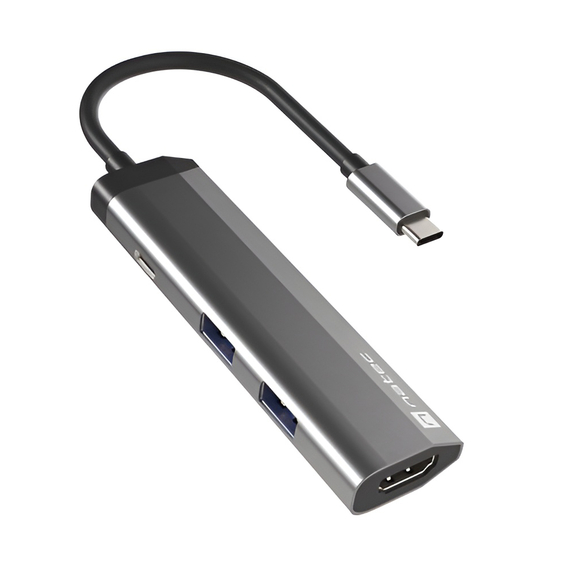 Natec Fowler Slim Usb-C Multiport Adapter 4 în 1 2x Usb 3.0 Hub, Hdmi 4k, Usb-C PD