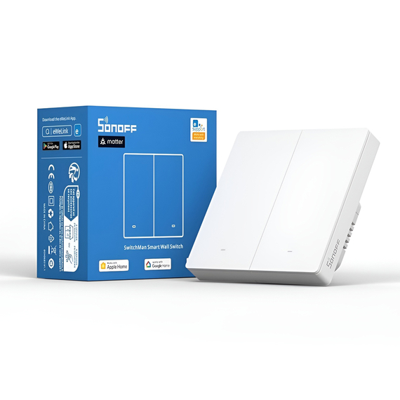 Suntff Matter Over Wi-Fi Smart Wall Switch SwitchMan M5 2-Gang (fir neutru), alb, 3 image