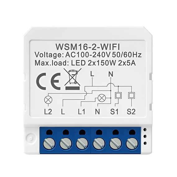 Întrerupător de lumină inteligent Avatto 2 Gang 250W 10A Wi-Fi (fir neutru)