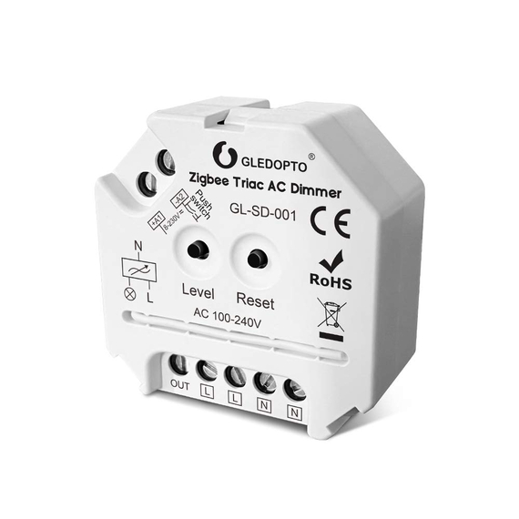 Gledopto ZigBee Pro Triac AC / Trailing Edge Dimmer (GL-SD-001), AC100~240V, max 400W putere încărcată, 1 canal