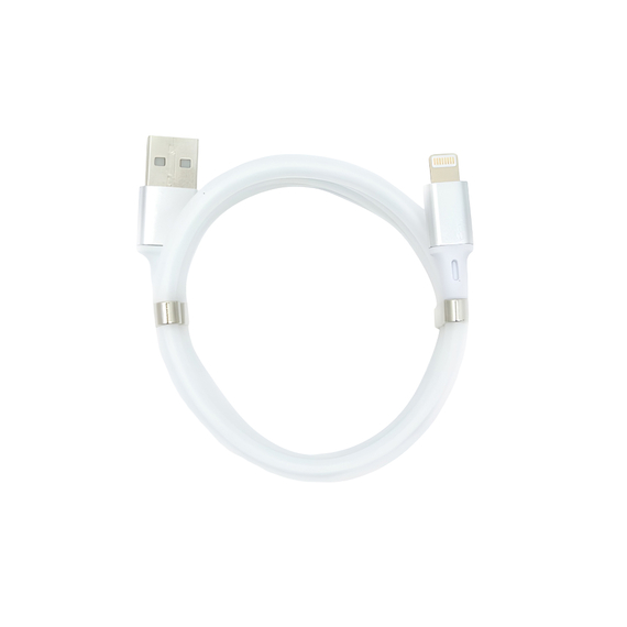 Cablu pentru cască USB la Lightning cu organizator magnetic 1m, alb