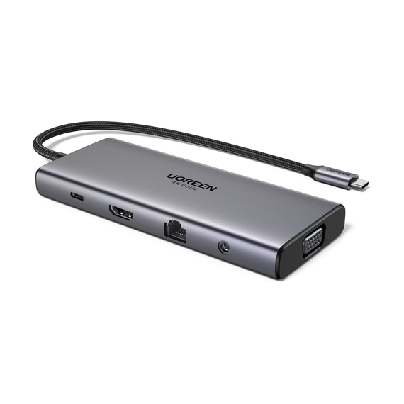 UGREEN HUB 11in1 Type-C la HDMI 4K@60Hz + VGA + 2*USB-C 3.2 + USB-A3.2 + USB-A3.0 + SD/TF + Gigabit RJ45 + 3.5mm + PD 100W | CM639