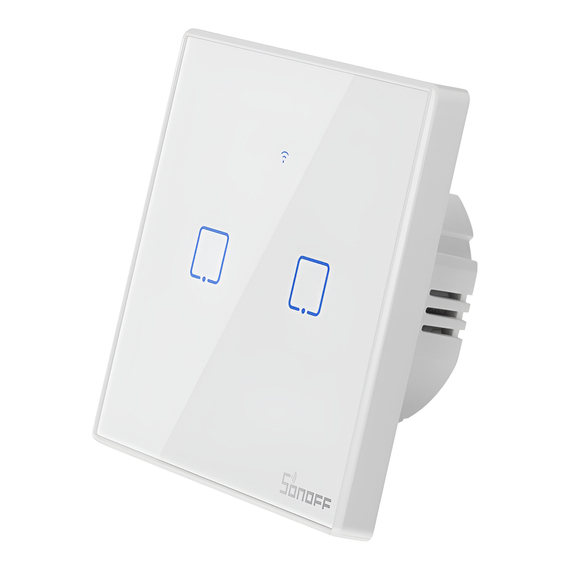 Întrerupător de perete cu atingere inteligentă Wi-Fi Sonoff Seria TX cu 2 găuri (fir neutru), alb, 2 image