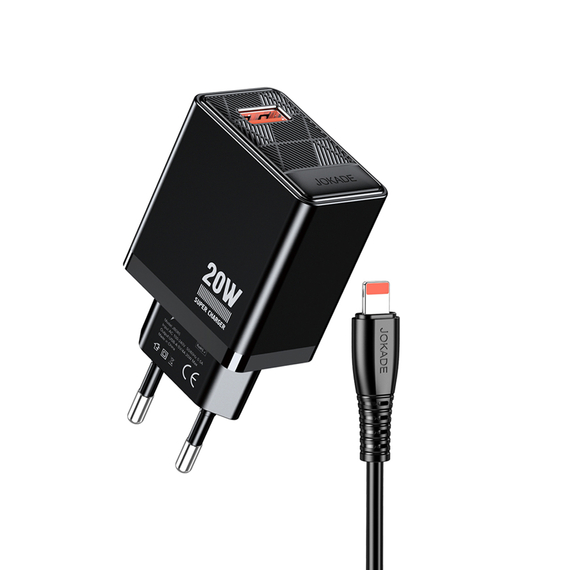Jokade Încărcător de perete 1*USB-A 5A, 20W cu cablu Lightning JB086, negru